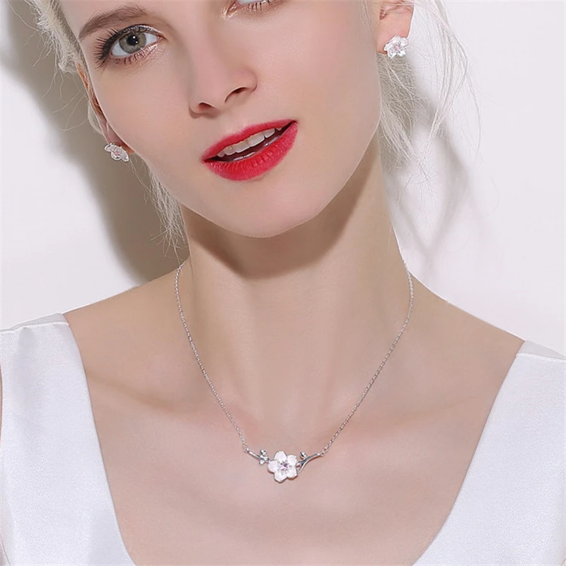 Wholesale Silver Color Cherry blossom Necklace Sakura Flower Purple Pink Zircon Nacklace For Women Girl Gift
Wholesale Silver Color Cherry blossom Necklace Sakura Flower Purple Pink Zircon Nacklace For Women Girl Gift