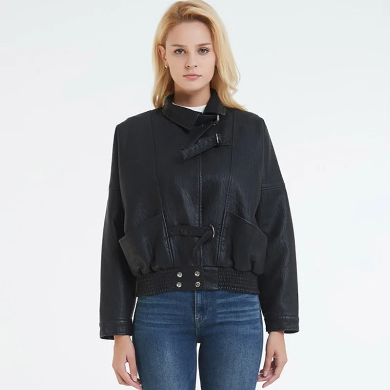 Autumn Casual Faux Leather Jacket Women Loose Long Sleeve Black Motorcycle Biker Coats 2020 Ladies Pu Jackets Outwear
Autumn Casual Faux Leather Jacket Women Loose Long Sleeve Black Motorcycle Biker Coats 2020 Ladies Pu Jackets Outwear