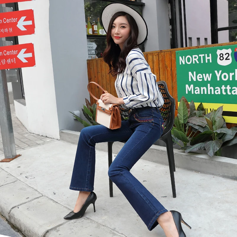 2018 Summer New Slim Elastic Women's Long Embroidery Jeans High Waist Flare Pants L6011142
2018 Summer New Slim Elastic Women's Long Embroidery Jeans High Waist Flare Pants L6011142