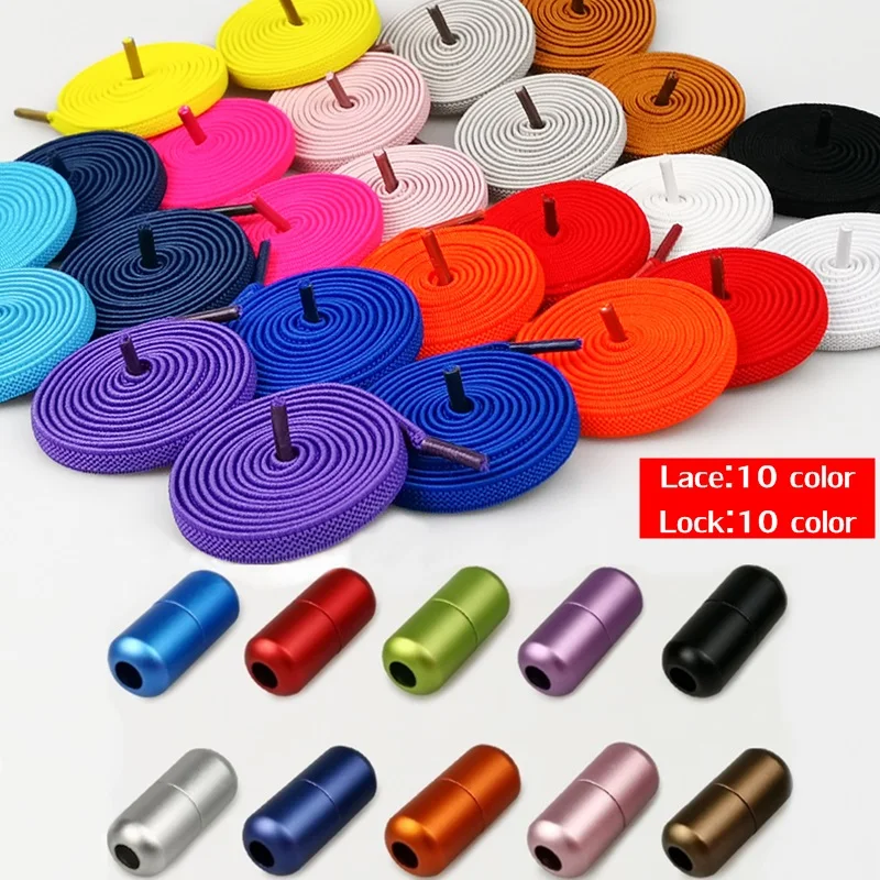 

1Pair New Flat Elastic Locking Shoelace No Tie Shoelaces Special Creative Kids Adult Unisex Sneakers Shoes Laces strings