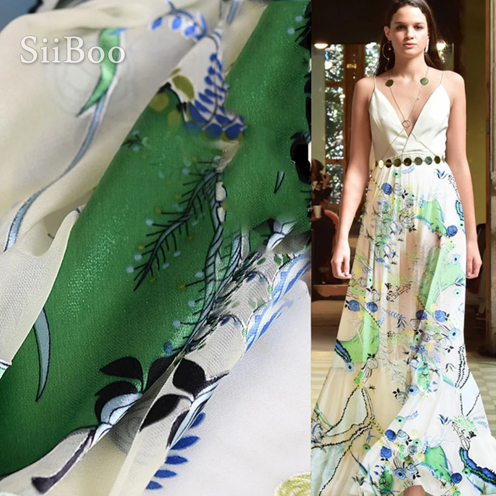 Pastoral green blue floral burnout jacquard brocade silk fabric for summer dress tissu cloth tecido 10mm SP5655
Pastoral green blue floral burnout jacquard brocade silk fabric for summer dress tissu cloth tecido 10mm SP5655