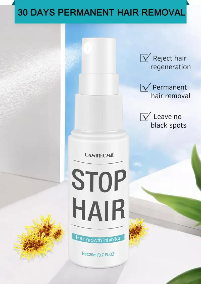 20ML Powerful Permanent Painless Hair Removal Spray Stop Hair Growth Inhibitor Shrink Pores Skin Smooth Repair Essence
20ML Powerful Permanent Painless Hair Removal Spray Stop Hair Growth Inhibitor Shrink Pores Skin Smooth Repair Essence
