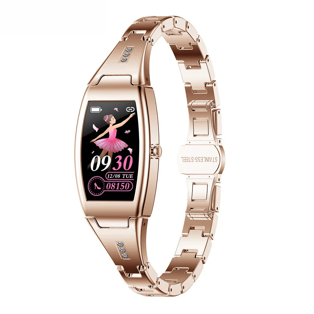 

Reloj inteligente de oro rosa para mujer, pulsera bonita resistente al agua con Monitor de ritmo cardaco, podmetro, novedad de