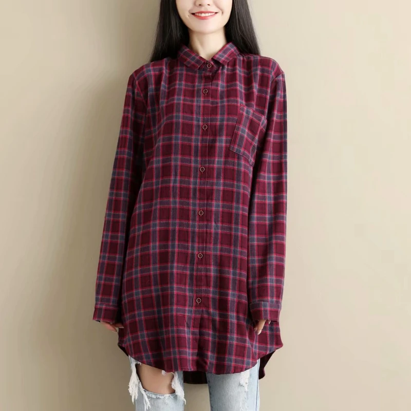 2019 spring women literary long sleeve plaid shirt female turndown collar long sleeve pocket single-breasted casual shirt tops
2019 spring women literary long sleeve plaid shirt female turndown collar long sleeve pocket single-breasted casual shirt tops