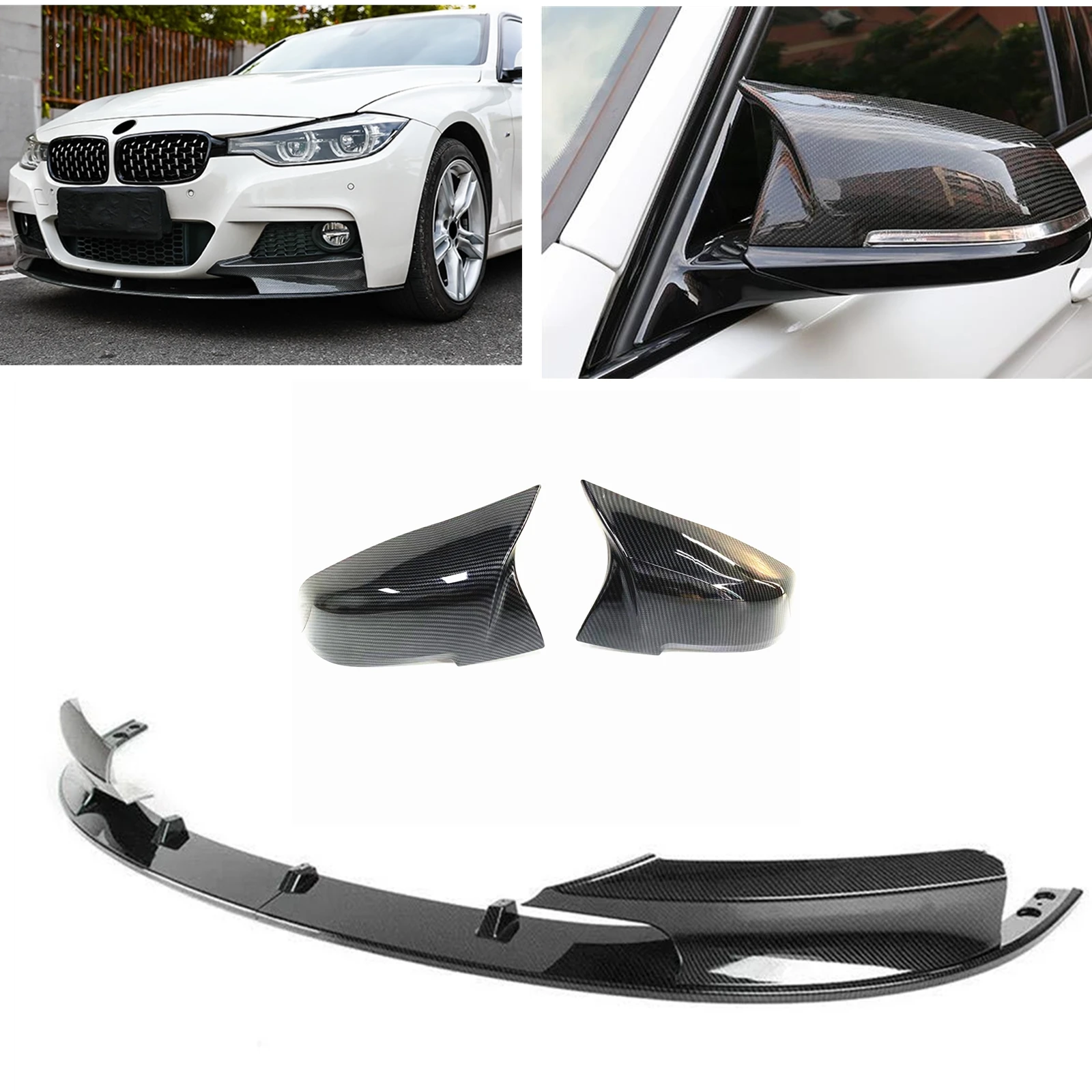 For BMW F30 M Sport 2012-2018 Front Bumper Lip Spoiler+Rear View Mirror Cover Cap Carbon Fiber Look Car Splitter Guard Body Kit
For BMW F30 M Sport 2012-2018 Front Bumper Lip Spoiler+Rear View Mirror Cover Cap Carbon Fiber Look Car Splitter Guard Body Kit