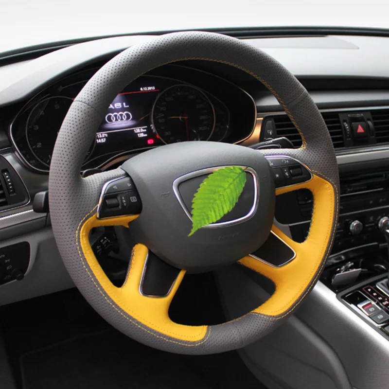 Steering wheel cover for Audi 2015 A6L Q5 A4L Q7 A3 hand-stitched high-grade suede hand-stitched grip cover car accessories
Steering wheel cover for Audi 2015 A6L Q5 A4L Q7 A3 hand-stitched high-grade suede hand-stitched grip cover car accessories