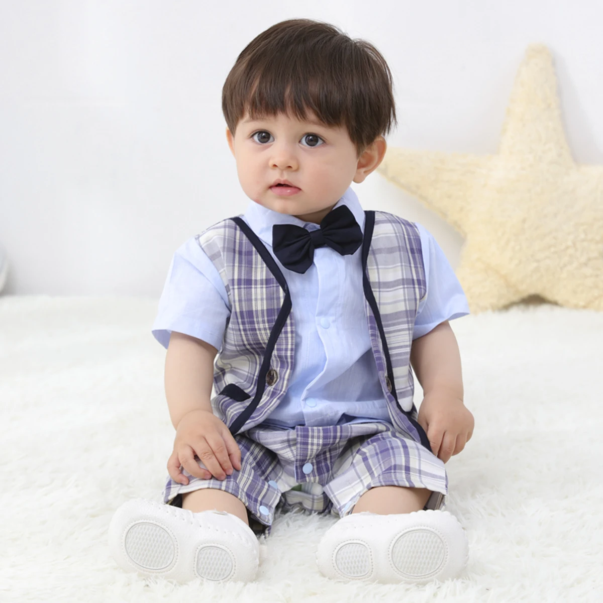 2021 Breathable Baby Boys Summer Romper, Infant Gentleman Style Short Sleeve Plaid Pattern Jumpsuit Clothing for Travel Vacation
2021 Breathable Baby Boys Summer Romper, Infant Gentleman Style Short Sleeve Plaid Pattern Jumpsuit Clothing for Travel Vacation