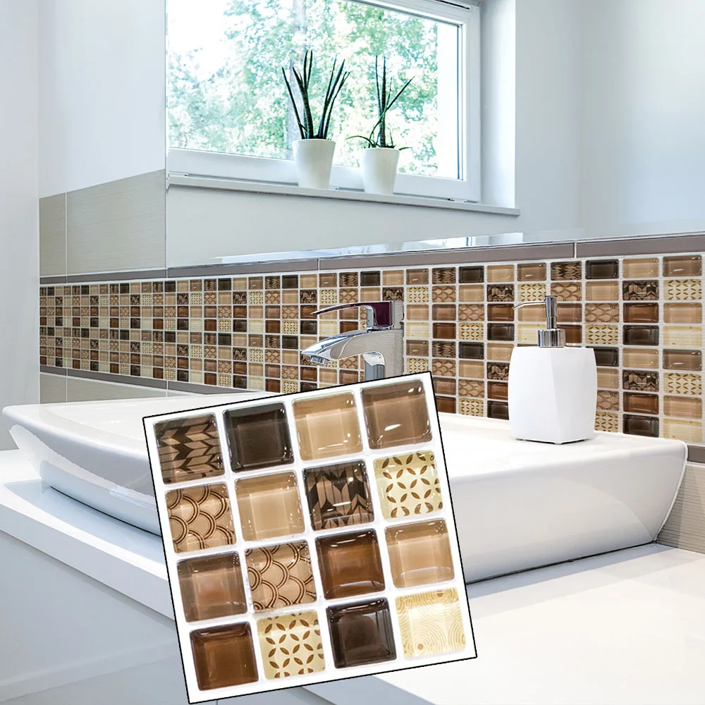 18pcs 10x10cm Mosaic Wall Tile DIY Kitchen Bathroom Home Wall Sticker Vinyl 3D Peel Stick Self Adhesive Backsplash Wall Stickers
18pcs 10x10cm Mosaic Wall Tile DIY Kitchen Bathroom Home Wall Sticker Vinyl 3D Peel Stick Self Adhesive Backsplash Wall Stickers
