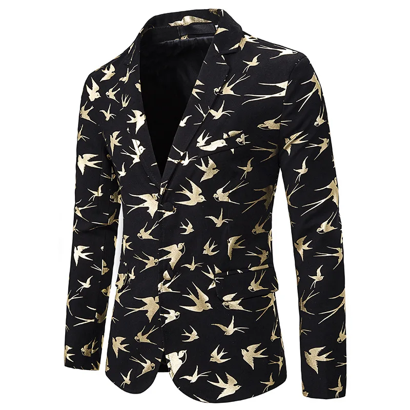 Loldeal Bird Gilding Print Men's Metallic Suit Jacket Luxury Stylish Slim Fit Blazer 2 Button Sport Coat
Loldeal Bird Gilding Print Men's Metallic Suit Jacket Luxury Stylish Slim Fit Blazer 2 Button Sport Coat