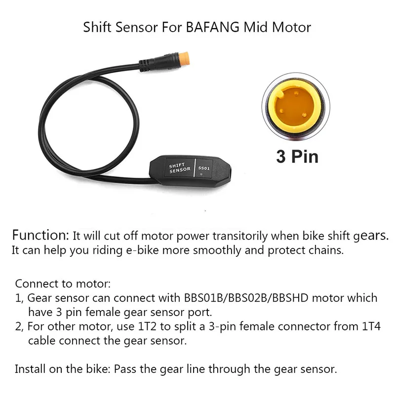 E-bike Gear Shift Sensor For Bafang 8FUN Mid Hub Motor BBS02B BBS01B BBSHD Motor kits Electric Bicycle Conversions 24cm 48v 750w
E-bike Gear Shift Sensor For Bafang 8FUN Mid Hub Motor BBS02B BBS01B BBSHD Motor kits Electric Bicycle Conversions 24cm 48v 750w
