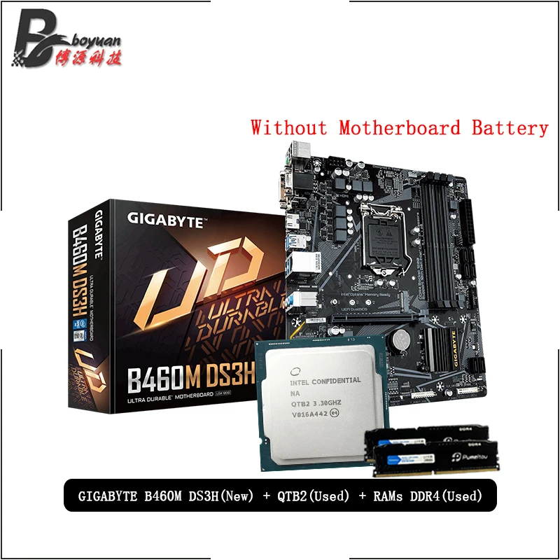 Материнская плата Intel Core i9 10900K ES QTB2 + CPU GA B460M DS3H Pumeitou DDR4 8 Гб 16 2666 МГц RAMs подходит LGA 1200