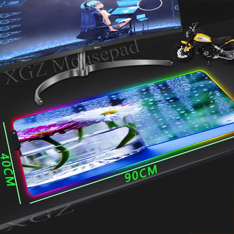 Коврик для мыши XGZ в бутылках с цветами большой коврик RGB черной застежкой