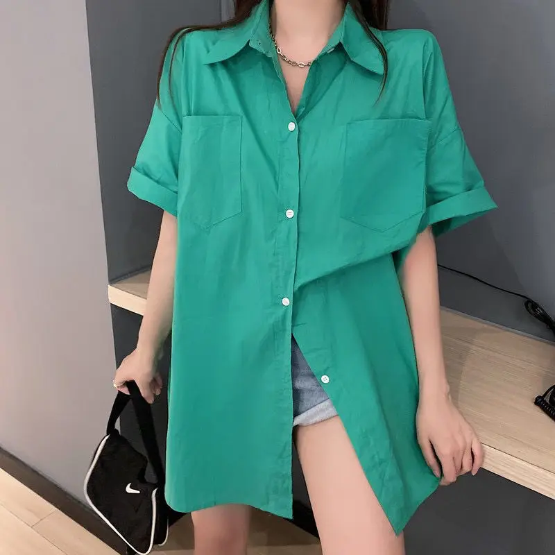 Fashion Retro Summer Women Blouses Elegant Classic Shirts Solid Color Polo-Neck Mujer Loose Tops Stylish Blusas White MM0608
Fashion Retro Summer Women Blouses Elegant Classic Shirts Solid Color Polo-Neck Mujer Loose Tops Stylish Blusas White MM0608