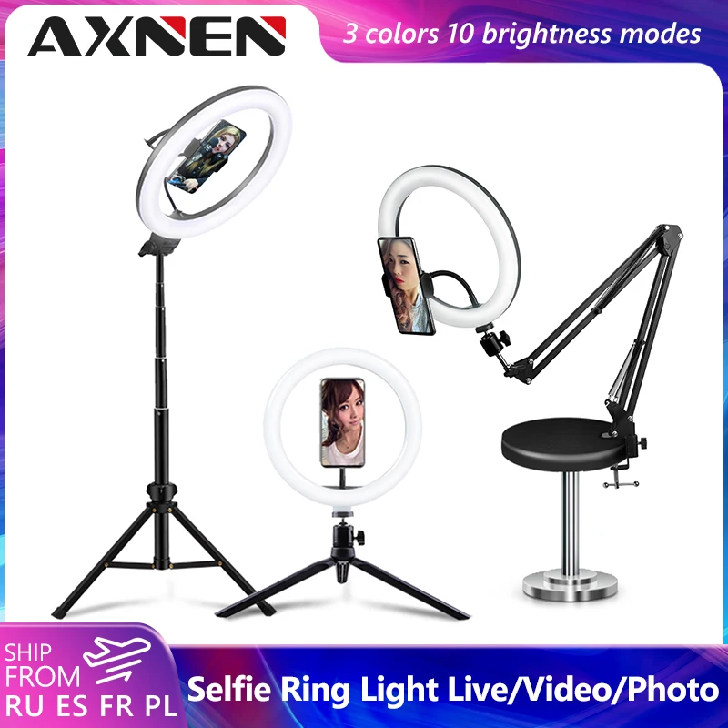 Selfie LED Ring Light Photography With Mobile Holder Support Tripod Stand Round Ring Lamp For Live Video Streaming
Selfie LED Ring Light Photography With Mobile Holder Support Tripod Stand Round Ring Lamp For Live Video Streaming