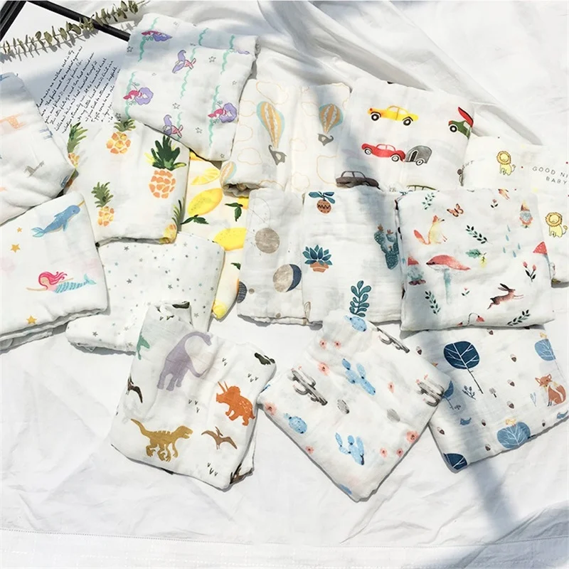 

120*120cm Muslin Bamboo Cotton Baby Blanket Baby Newborn Blankets Newborn Swaddle Wrap Burp Cloths Towel Support Dropshipping