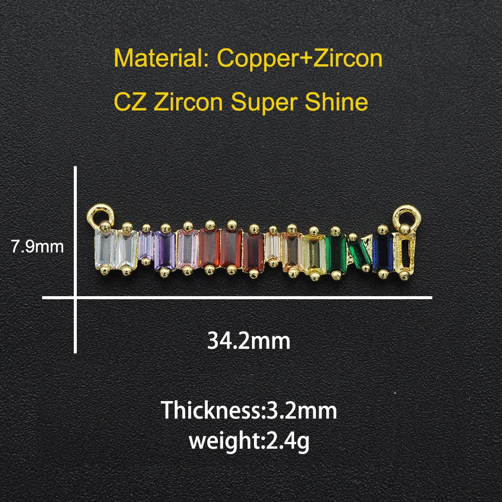 34x8mm 100% CZ Zircon DIY Jewelry Geometric Bar Connectors Charm Wholesale Custom Orders Welcome Factory Sale OEM Order Accepted
34x8mm 100% CZ Zircon DIY Jewelry Geometric Bar Connectors Charm Wholesale Custom Orders Welcome Factory Sale OEM Order Accepted