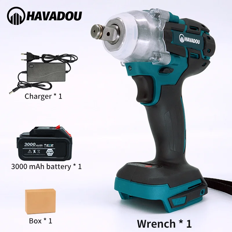 HAVADOU 21V Электрический ударный ключ бесщеточный с гнездом 3000mAh литий ионный