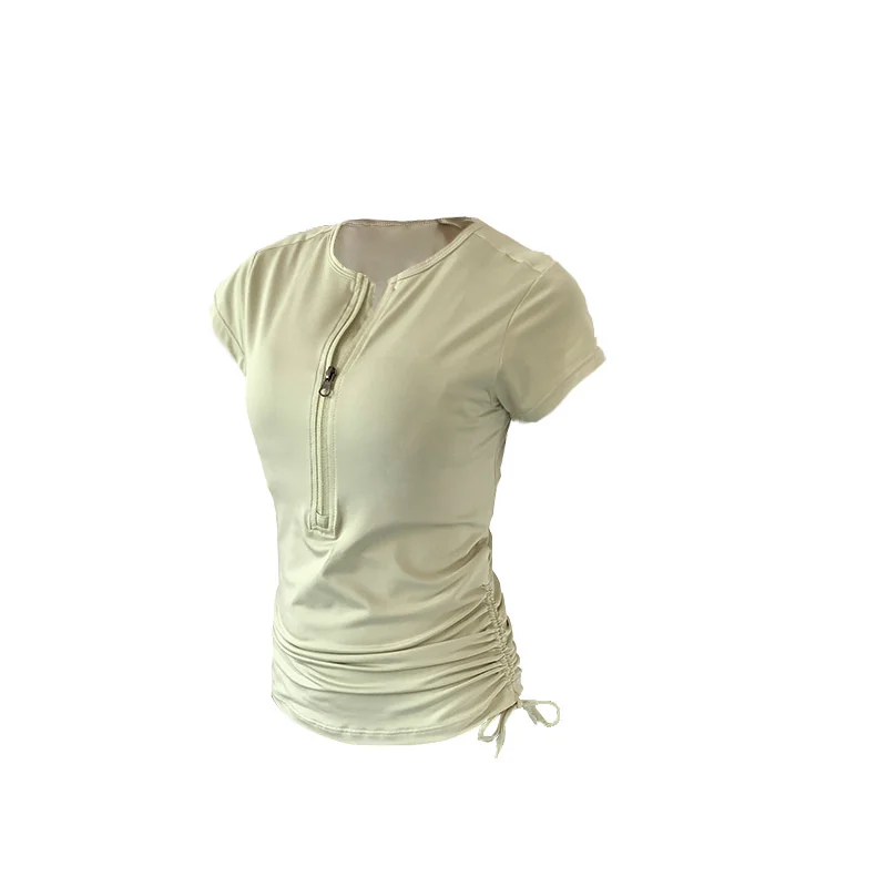 2021 Summer Women Sport Drawstring Short-sleeved Yoga Half Zipper T-shirt Slim Quick-drying Running Fitness Clothes Sportswear
2021 Summer Women Sport Drawstring Short-sleeved Yoga Half Zipper T-shirt Slim Quick-drying Running Fitness Clothes Sportswear