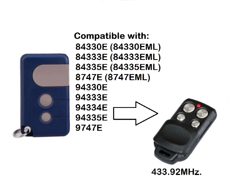 for 94335E 433mhz remote control garage door opener electric gate 84335EML hand transmitter
for 94335E 433mhz remote control garage door opener electric gate 84335EML hand transmitter