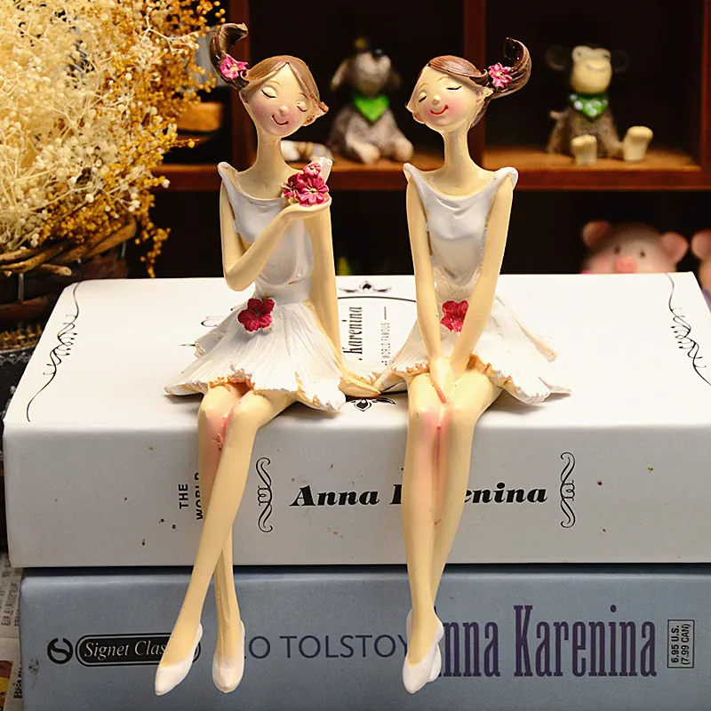 

2pcs/set Beautiful Angel Resin Craft Fairy Figurines Wedding Gift Home Decoration hogar moderno U0926