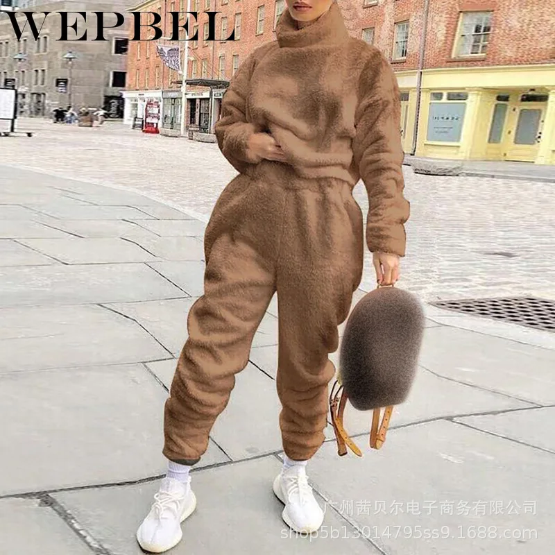 WEPBEL Women Autumn Winter Two Piece Outfits Ladies Loose Plush Turtleneck Sweater Elastic High Waist Trousers Set Tracksuit
WEPBEL Women Autumn Winter Two Piece Outfits Ladies Loose Plush Turtleneck Sweater Elastic High Waist Trousers Set Tracksuit