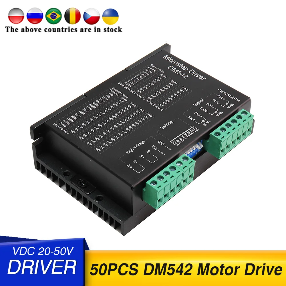 Драйвер шагового двигателя DM542, 50 шт., 24-50 В постоянного тока, для 57 цифровых шаговых двигателей, для мониторов 3D-принтеров
Драйвер шагового двигателя DM542, 50 шт., 24-50 В постоянного тока, для 57 цифровых шаговых двигателей, для мониторов 3D-принтеров