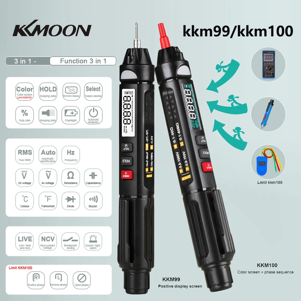 NEW KKMoon kkm99/kkm100 Digital Multimeter Large Screen High Definition 1Hz~10MHz Mini Portable Intelligent AC/DC Multimeter
NEW KKMoon kkm99/kkm100 Digital Multimeter Large Screen High Definition 1Hz~10MHz Mini Portable Intelligent AC/DC Multimeter