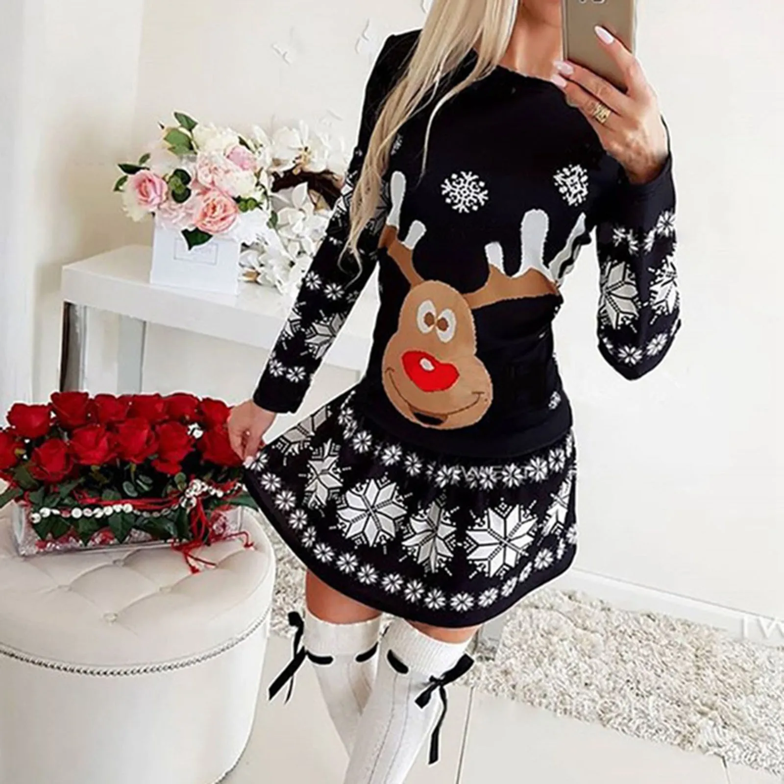 2021Fashion Christmas Snowflake Print Short Dress Winter Ladies Tunic Swing Dress Women Casual Evening Party Dress
2021Fashion Christmas Snowflake Print Short Dress Winter Ladies Tunic Swing Dress Women Casual Evening Party Dress