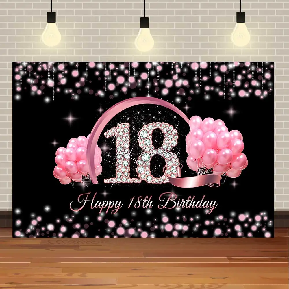 Girl 18th Birthday Party Dessert Table Decoration Backdrop Glitter Pink Balloon Diamond Background for Photo Studio Photocall
Girl 18th Birthday Party Dessert Table Decoration Backdrop Glitter Pink Balloon Diamond Background for Photo Studio Photocall