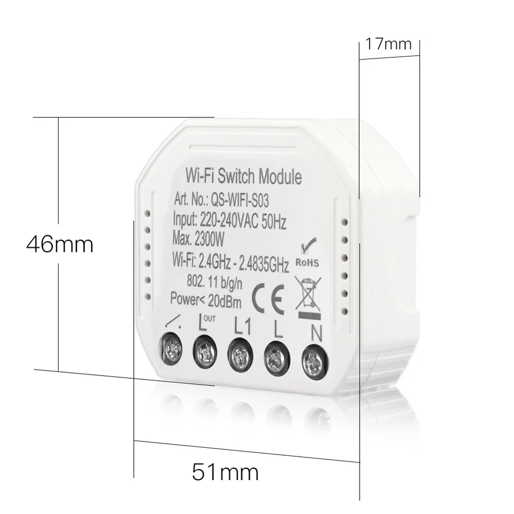 WiFi Smart Switch Module DIY Light Switch DIY Home Breaker Module APP Remote Voice Control Compatible with Alexa Google Home
WiFi Smart Switch Module DIY Light Switch DIY Home Breaker Module APP Remote Voice Control Compatible with Alexa Google Home
