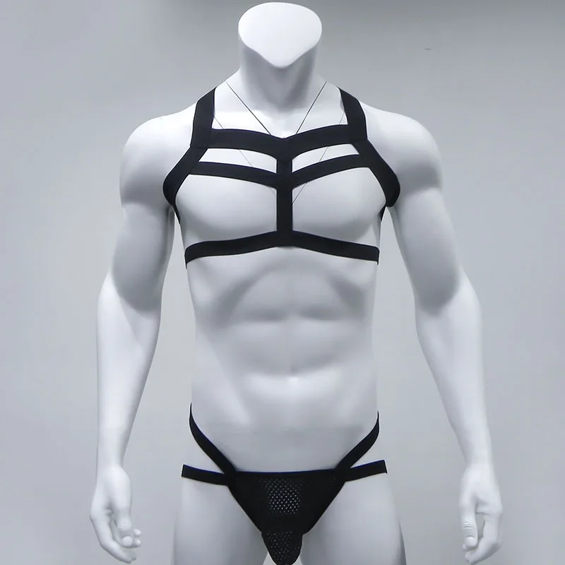 Bondage Mens Harness Thongs Set Body Chest Costume G-string Jockstrap Lingerie Man Halter Neck Hollow Out Nightclub Costume
Bondage Mens Harness Thongs Set Body Chest Costume G-string Jockstrap Lingerie Man Halter Neck Hollow Out Nightclub Costume