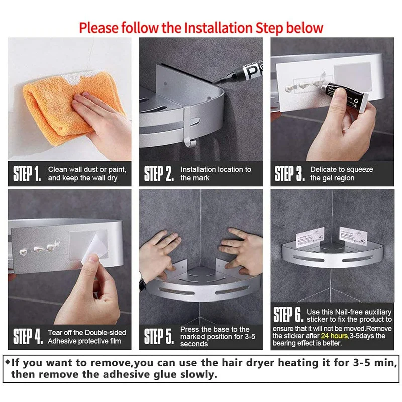 Aluminum Bathroom Corner Shelf Shower Caddy Storage Shelves with 4 Hooks Toilet Kitchen Organizer Adhesive No Drilling Racks
Aluminum Bathroom Corner Shelf Shower Caddy Storage Shelves with 4 Hooks Toilet Kitchen Organizer Adhesive No Drilling Racks