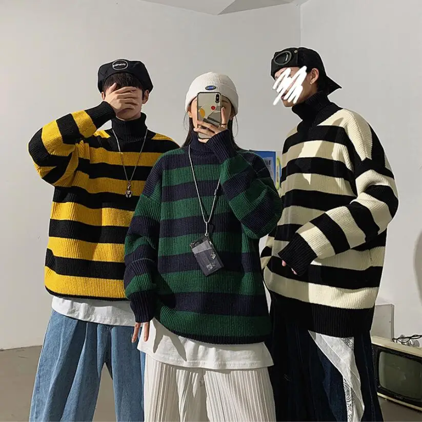 Winter High Neck Thick stripe Warm Sweater Men Turtleneck Brand Mens Sweaters Slim Fit Pullover Men Knitwear Male Double Collar
Winter High Neck Thick stripe Warm Sweater Men Turtleneck Brand Mens Sweaters Slim Fit Pullover Men Knitwear Male Double Collar