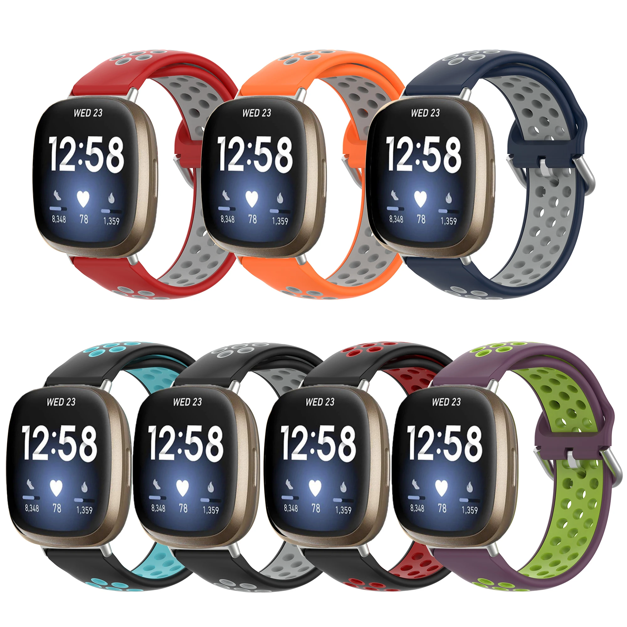 Силиконовый двухцветный ремешок с металлической пряжкой Для Fitbit versa 3, спортивный дышащий браслет-Браслет для fitbit sense / versa3
Силиконовый двухцветный ремешок с металлической пряжкой Для Fitbit versa 3, спортивный дышащий браслет-Браслет для fitbit sense / versa3