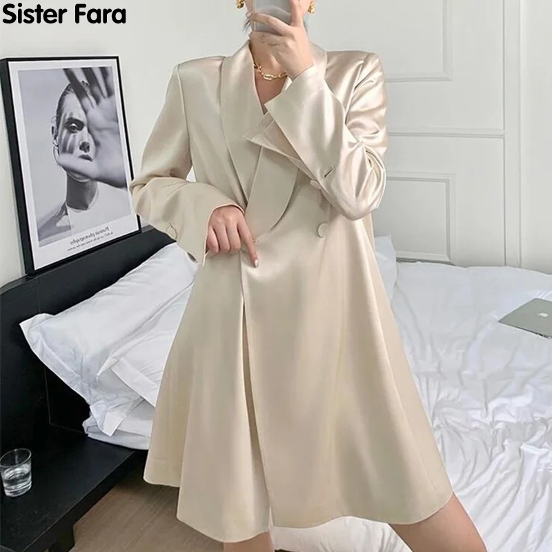 Женское двубортное платье Sister Fara, элегантное свободное платье-мини с отложным воротником и длинным рукавом, повседневное осеннее платье, 2021
Женское двубортное платье Sister Fara, элегантное свободное платье-мини с отложным воротником и длинным рукавом, повседневное осеннее платье, 2021