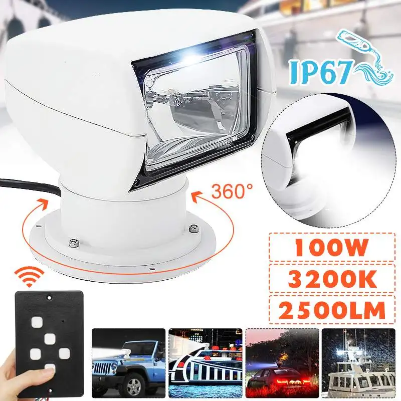 100W Marine Boat Spotlight 360 Degree Remote Control Waterproof LED Searchlight for Truck Off Road Car Boat Marine Driving Light
100W Marine Boat Spotlight 360 Degree Remote Control Waterproof LED Searchlight for Truck Off Road Car Boat Marine Driving Light