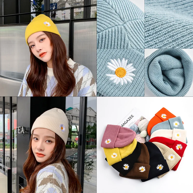 New Fashion Beanies Daisies Flower Embroidered Winter Hat For Women Warm Knitted Cap Women Girls Dropshipping шапка женская 2021
New Fashion Beanies Daisies Flower Embroidered Winter Hat For Women Warm Knitted Cap Women Girls Dropshipping шапка женская 2021