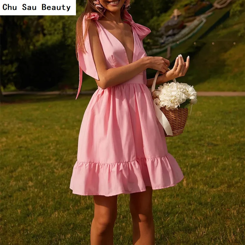 Chu Sau Beauty 2022 новое женское розовое мини-платье с глубоким V-образным вырезом и галстуком-бабочкой летнее милое праздничное вечернее пикантно...
Chu Sau Beauty 2022 новое женское розовое мини-платье с глубоким V-образным вырезом и галстуком-бабочкой летнее милое праздничное вечернее пикантно...