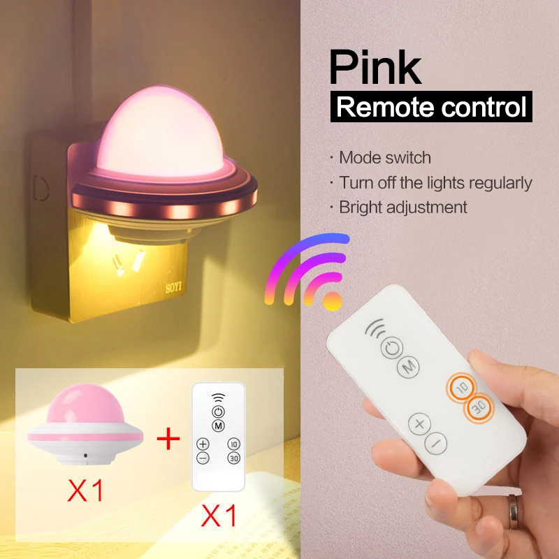 LED Smart Remote Control Night Light Creative UFO Lights Bedroom Bedside Lamp Plug-in Wall Lamp Baby Kids Room Illuminate Light
LED Smart Remote Control Night Light Creative UFO Lights Bedroom Bedside Lamp Plug-in Wall Lamp Baby Kids Room Illuminate Light