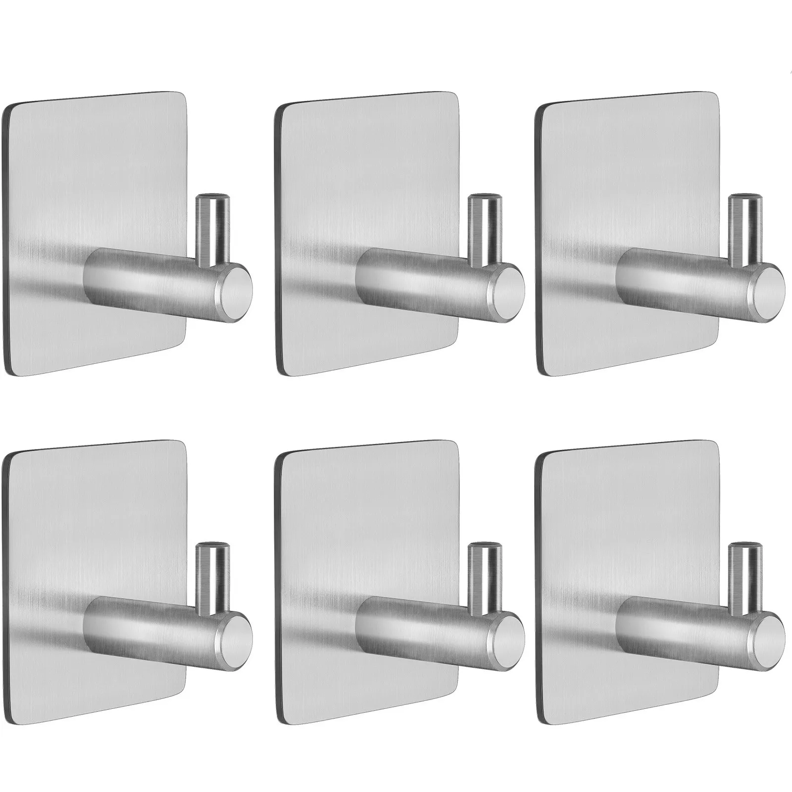 6 Pack of 304 Stainless Steel Sticky Ulable Adhesive Hooks No Drilling Waterproof and Rust Proof for Kitchen Bathroom
6 Pack of 304 Stainless Steel Sticky Ulable Adhesive Hooks No Drilling Waterproof and Rust Proof for Kitchen Bathroom