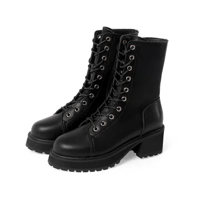 2020 New Genuine Leather Thick Heel Lace-Up Motorcycle Boots Women's Hot Mid-Tube Side Zipper Thick-Soled Handsome Martin Boots 
2020 New Genuine Leather Thick Heel Lace-Up Motorcycle Boots Women's Hot Mid-Tube Side Zipper Thick-Soled Handsome Martin Boots