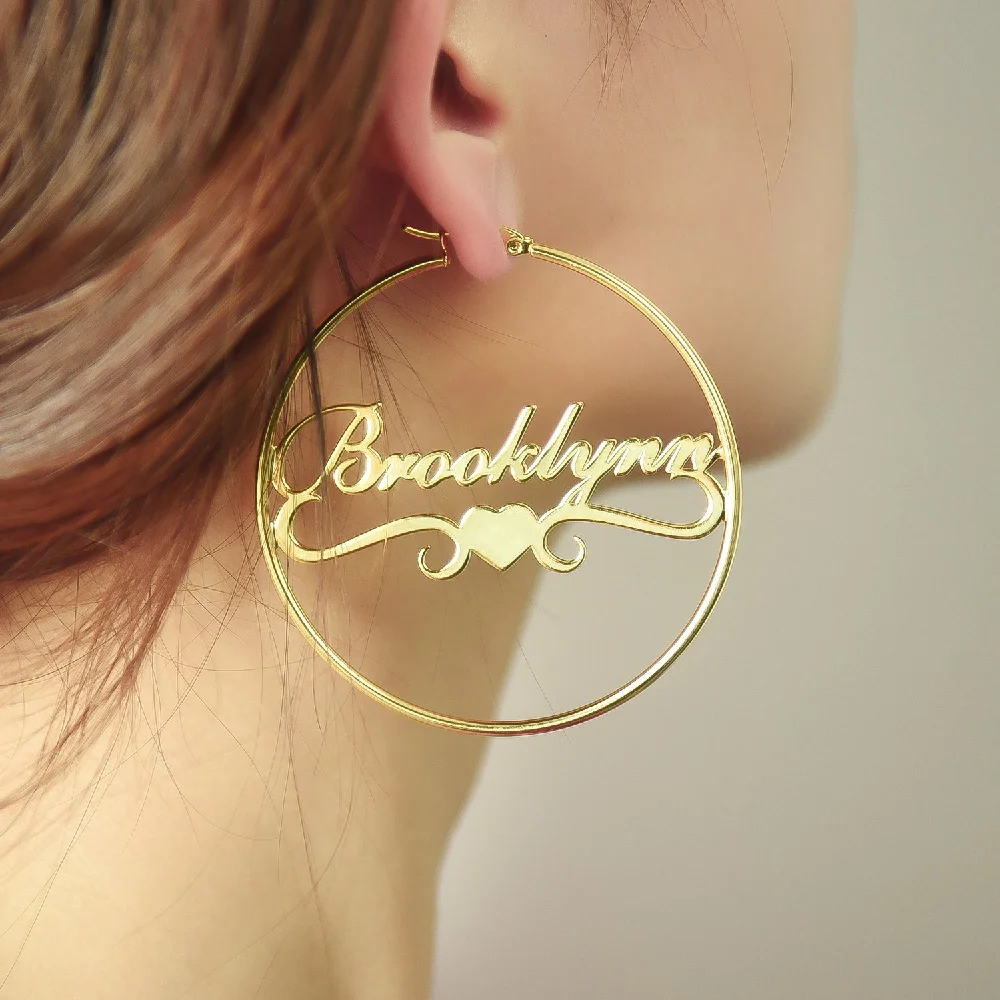 3UMeter Gold Plated Personalized Hoop Name Earrings with Heart Custom Name Earring Peraonalized Women Earring Gift Dropshipping
3UMeter Gold Plated Personalized Hoop Name Earrings with Heart Custom Name Earring Peraonalized Women Earring Gift Dropshipping