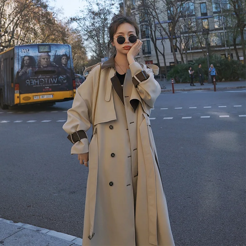 Trench Coat Women's 2020 Spring New Korean Loose Contrast Color Lapel Outwear Mujer Temperament Windbreaker Female Autumn Z1011
Trench Coat Women's 2020 Spring New Korean Loose Contrast Color Lapel Outwear Mujer Temperament Windbreaker Female Autumn Z1011