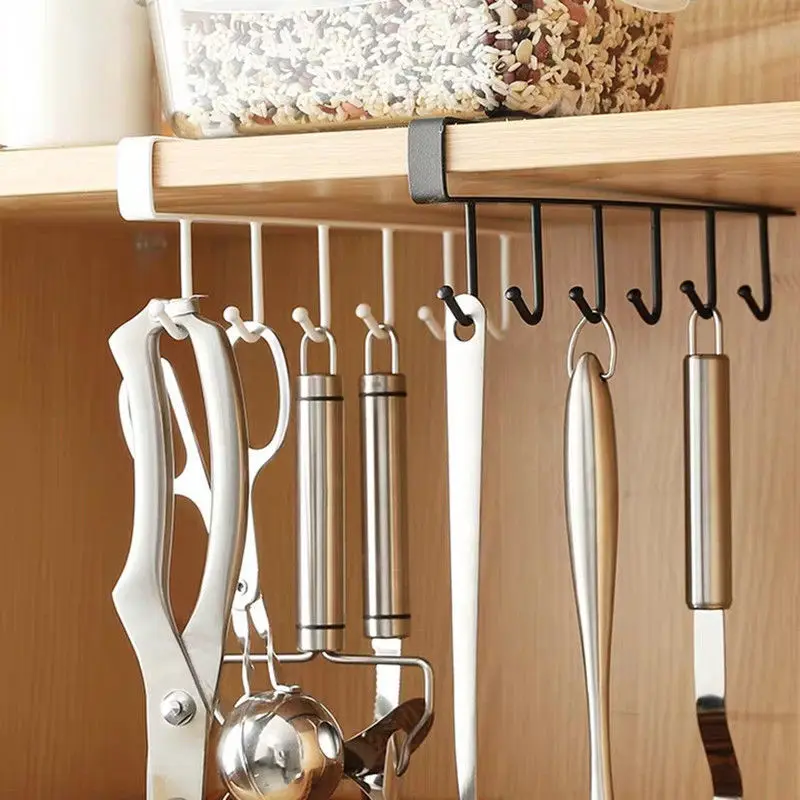 Iron U Shaped Six Hooks Storage Shelf Wardrobe Cabinet Metal Under Shelves Mug Cup Hanger Kitchen Organizer Rack Holder
Iron U Shaped Six Hooks Storage Shelf Wardrobe Cabinet Metal Under Shelves Mug Cup Hanger Kitchen Organizer Rack Holder