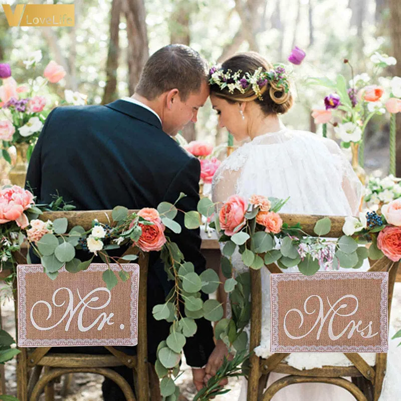 2pcs/set Wedding Burlap Chair Mr&Mrs Sashes Lace Logo Hessian Jute Burlap for Wedding Party Shower Natural Wedding decoration
2pcs/set Wedding Burlap Chair Mr&Mrs Sashes Lace Logo Hessian Jute Burlap for Wedding Party Shower Natural Wedding decoration
