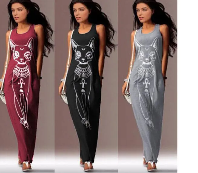 1pcs/lot european style woman casual summer dress sleeveless cartoon cat long dress cotton sheath dress
1pcs/lot european style woman casual summer dress sleeveless cartoon cat long dress cotton sheath dress