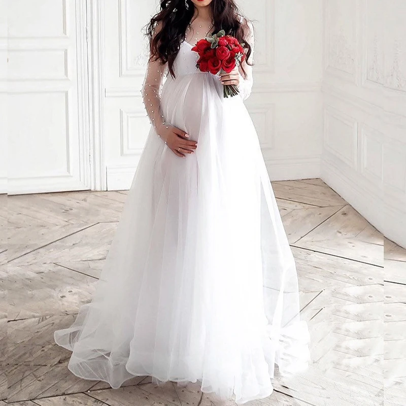 Fashion New Pregnant Women Clothing Long Sleeve Shooting Props Maternity Dresses For Pregnant Women Wedding Dresses Beaded Dress
Fashion New Pregnant Women Clothing Long Sleeve Shooting Props Maternity Dresses For Pregnant Women Wedding Dresses Beaded Dress