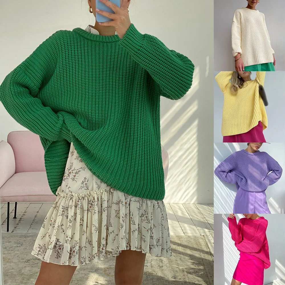 Oversize Women Autumn Winter Warm Elegant Long Sleeve Knitted Sweater Ladies French Casual Round Neck Jumper Pullover Blouse Top
Oversize Women Autumn Winter Warm Elegant Long Sleeve Knitted Sweater Ladies French Casual Round Neck Jumper Pullover Blouse Top
