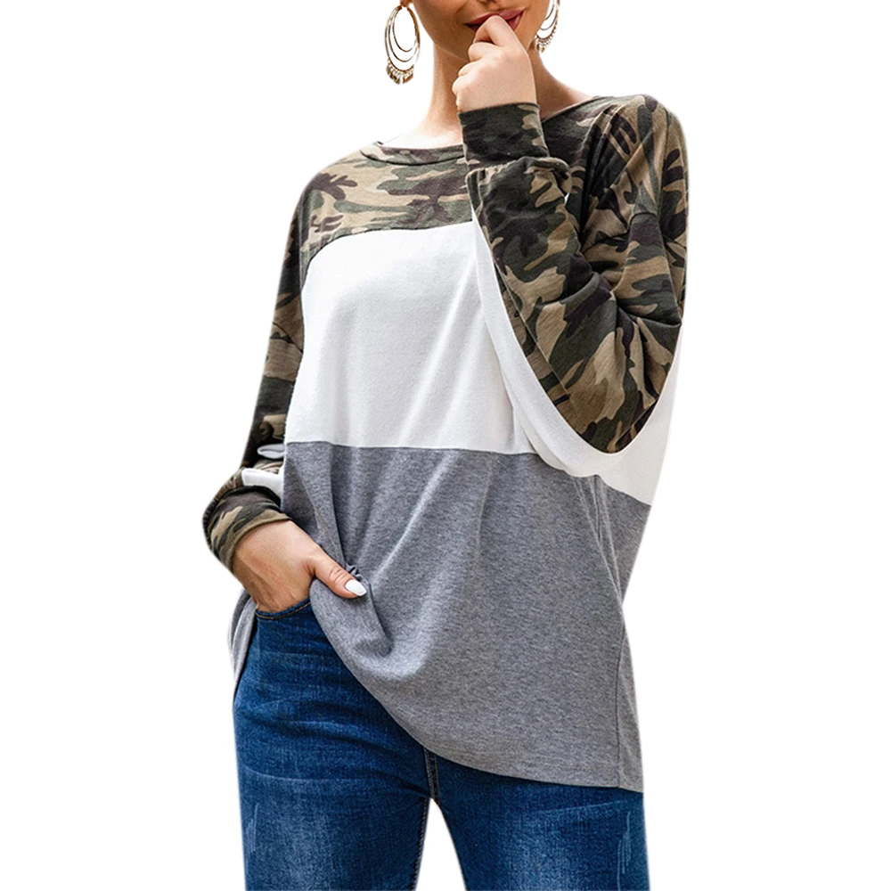 Women Pullovers Long Sleeve Round Collar Simple Top Clothes Loose Casual Fall Sweatshirts Camouflage Patchwork
Women Pullovers Long Sleeve Round Collar Simple Top Clothes Loose Casual Fall Sweatshirts Camouflage Patchwork