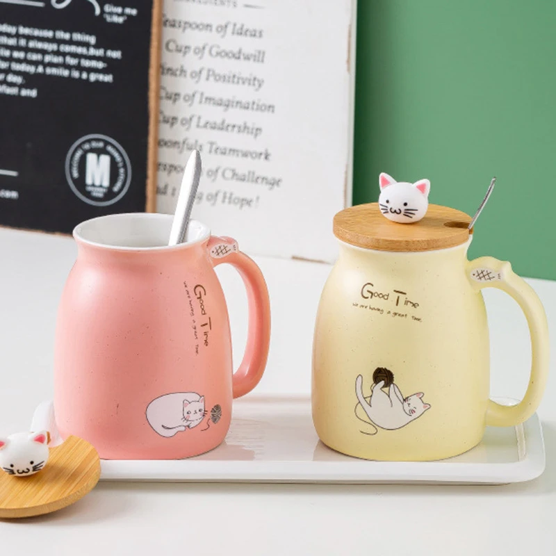 450ml Cute Cat Mugs With Spoon Coffee Tea Cups With Handle Resistant Mok Cup Set For Home Milk Breakfast Cup Drink Novelty Gift
450ml Cute Cat Mugs With Spoon Coffee Tea Cups With Handle Resistant Mok Cup Set For Home Milk Breakfast Cup Drink Novelty Gift